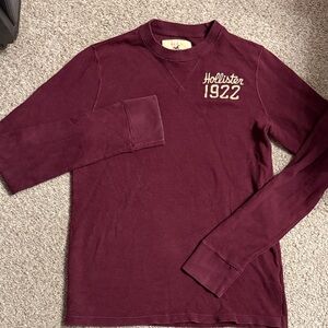 Hollister Maroon Long Sleeve WaffleKnit Shirt Medium